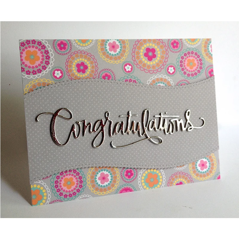 

Congratulations Word Metal Cutting Dies Stencil for DIY Scrapbooking Paper Cards Masking Decorative Crafts Supplies New 2018 Die