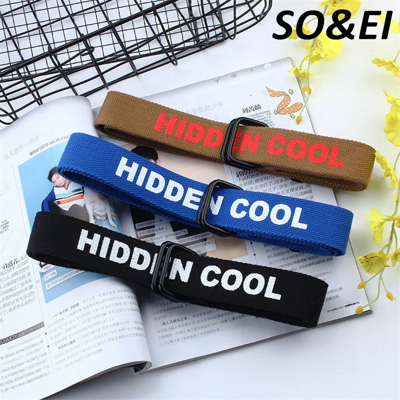 

SOEI Punk Belt Women Men Fashion Men Canvas Letter Belts For Women Elastic Men Belt Harajuku Style Women Men Belts Multi-color