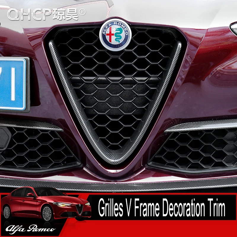 QHCP ABS/Carbon Fiber style для Alfa Romeo Giulia аксессуары Автомобильные решетки V Отделка каркаса наклейка крышка Стайлинг