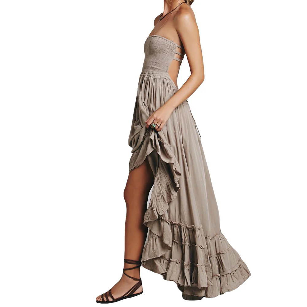 

Dropship CTFZ00129 Girl Women 2017 strapless Sexy Summer Dress backless Beach Dresses