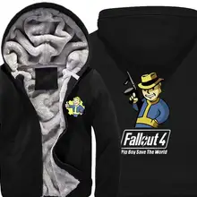 Игра Fallout 4 Hoodie Pin Boy Save The World принт на молнии Кардиган Толстовка супер теплое плотное флисовое пальто для мужчин и женщин