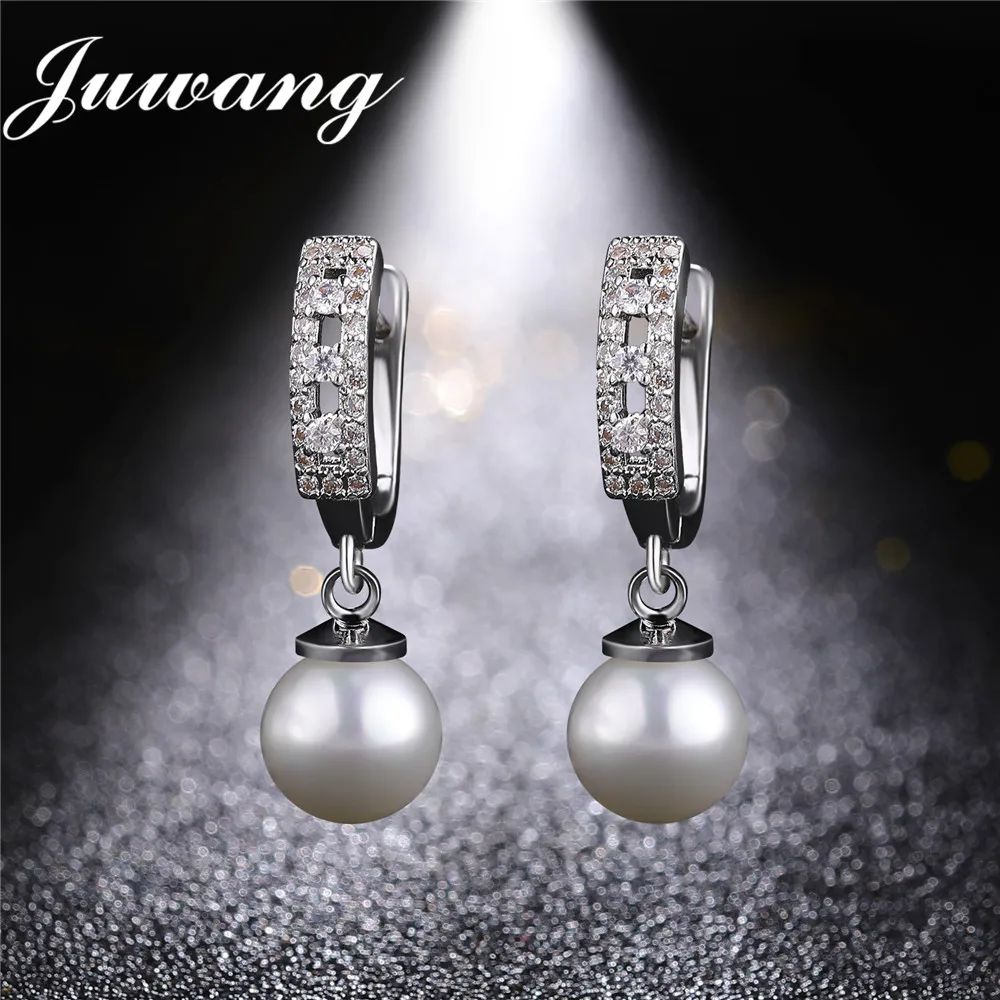 

JUWANG 2018 New Long Sliver Color Drop Dangle Earrings for Woman Girl CZ Zircon Fashion Party Wedding Jewelry Gift Wholesale