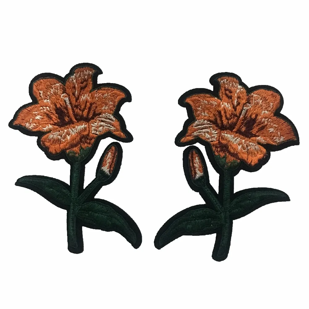 

2 Pairs/lot Flower Patches Iron on Clothes Motif Jeans Backpack DIY Sewing Accessories Garment Embroidered Applique Stickers