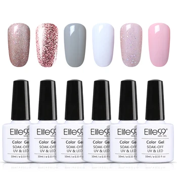 Elite99 6 stücke Reine Farbe Nail art Gel Polish Set Wein Rote Farbe UV Nagellack Semi Permanent Lack Glitter gel Für Nail art