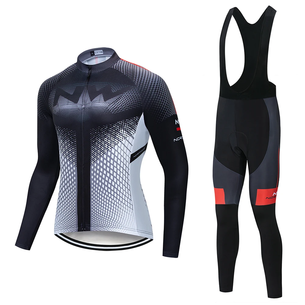 

Spring and autumn 2019 NW TEAM Long sleeves Cycling JERSEY Bike Pants set mens Ropa Ciclismo Breathable cycling Maillot Culotte