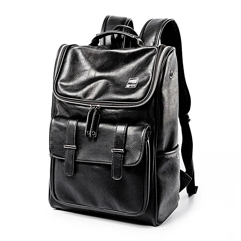 New men's Korean casual fashion travel backpack leather large capacity