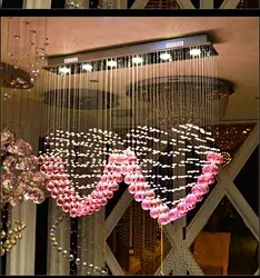 2015 светодиодный k9 лампы кристалла современный и контракт типа любовь розовый Хрустальная люстра 30 Вт 6 свет Бесплатная доставка