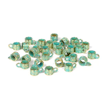 

50pcs 5x6mm Vintage Verdigris Patina Plated Green Flower Bail Charms For DIY Making Jewelry Accessories