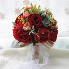 Шелковые искусственные цветы свадебные букет весенние невесты свадебные подружки невесты ручной работы украшения дома кружева повязки