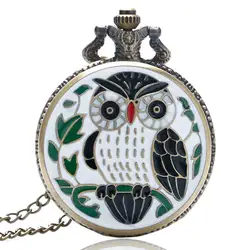 Мода сова картина кварцевые карманные часы Бронзовый Ретро Цепочки и ожерелья кулон с цепочкой Для женщин Для мужчин Chirldren подарки Часы