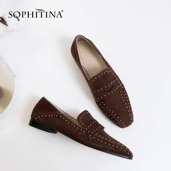 

SOPHITINA Women's Casual Pumps Comfortable solid Cow Suede Fashion Sewing Leisure Shoes Handmade Slip-on Spring New Pumps SO87