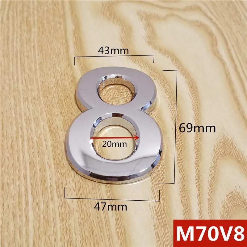 70 мм 0123456789ABCDEF Wonzeal Современная Серебряная Табличка номер дом отель дверь адрес стикер с цифрами табличка знак ABS пластик - Цвет: 8