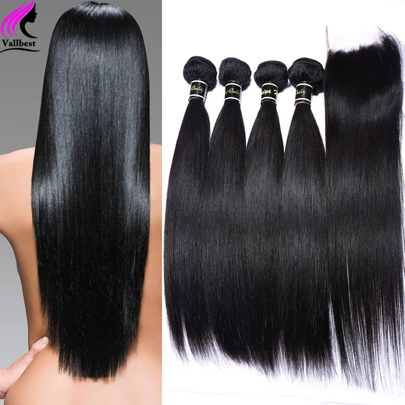 Peruvian Virgin Hair With Closure Peruvian Straight Virgin Hair With Lace Closure 4 Bundles With Closure Human Hair With Closure
