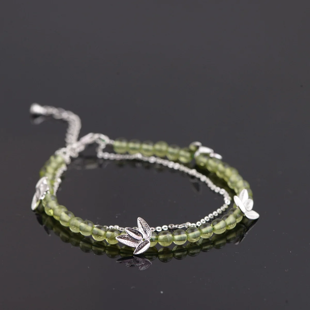 

2018 Women Bracelet Kehribar Jewelry Line S925 Pure Style Bamboo Female Modelling Of Delicate Peridot Bracelets New Products