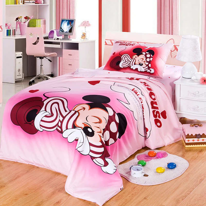 Бренд DISNEY 100% хлопок Микки Маус Розовый пододеяльник мультяшный Комплект