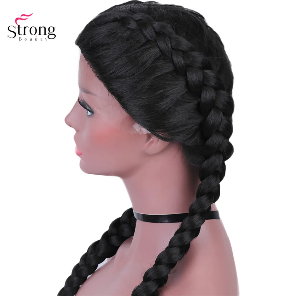 Двойные Французские плетеные прически StrongBeauty кружевные передние парики для