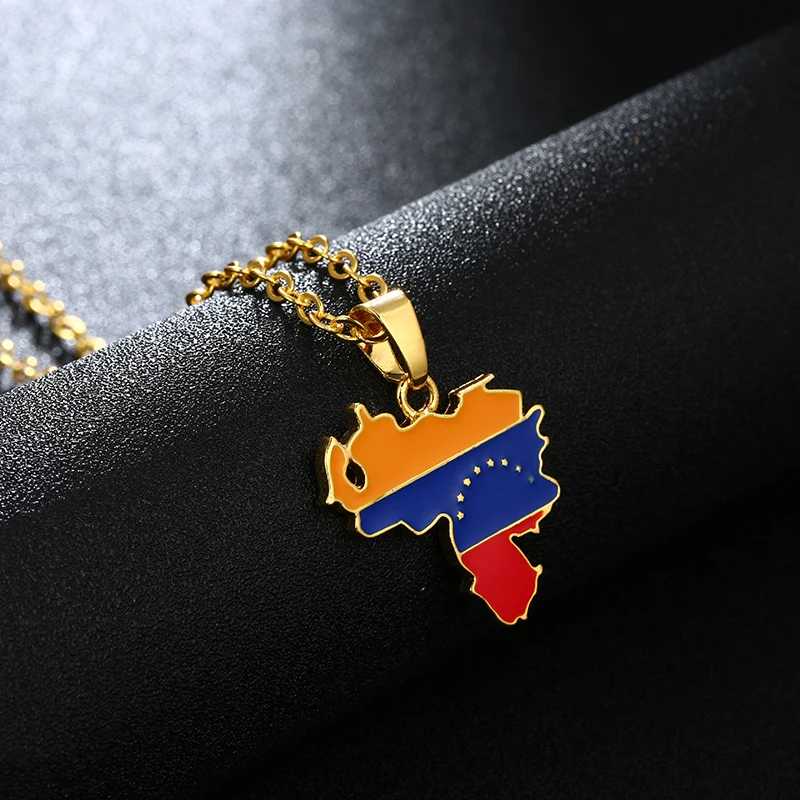 Мода Африка Venezuela карта и кулон в форме флага и ожерелья для унисекс золотой цвет карта Ювелирное Украшение «Венесуэла» Bijoux Femme