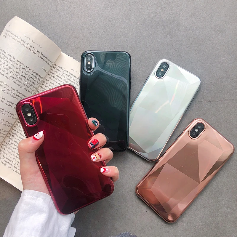 

Crystal Plating mirror phone Cases for iphone 7 case shiny silicone Case For iphone 6 6s 7 8 plus XR XS Max back case cover