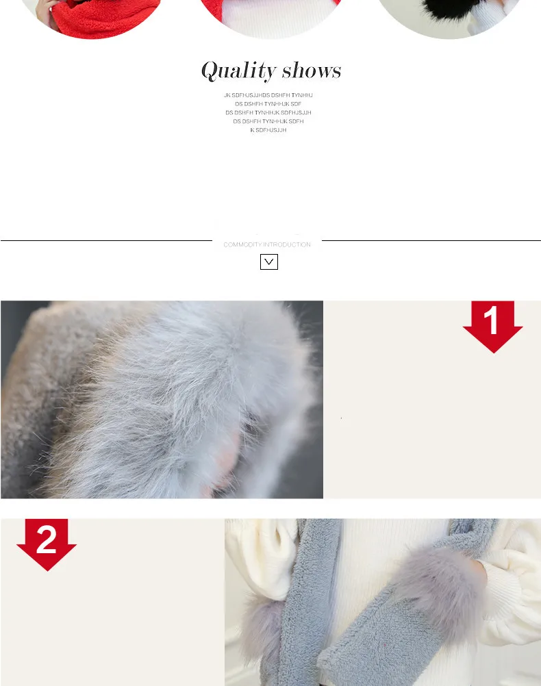 New Korean Version Of The Bib Hat Thick Warm Scarf Hat Gloves Three Pieces One Large Fur Collar Three-Piece Set For Women SN53 (3)