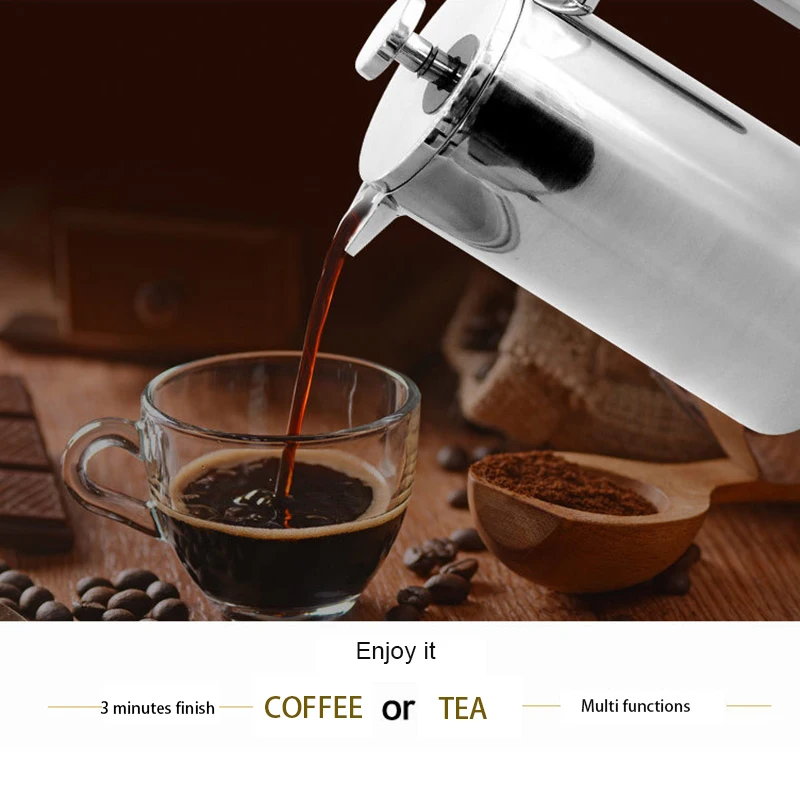 French Press Double-Wall Stainless Steel Mirror Finish CoffeeTea Maker Double-Screen System 100% No Coffee Grounds Guarantee, Stainless Steel, Rust-Free Dishwasher Safe Biolomix (9)