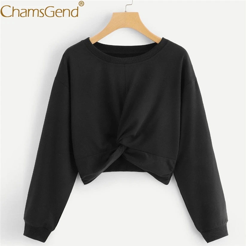 حديثا تصميم قميص برقبة مستديرة للنساء الملتوية اقتصاص قمصان امرأة طويلة الأكمام الصلبة قمم امرأة بلوزات 81217