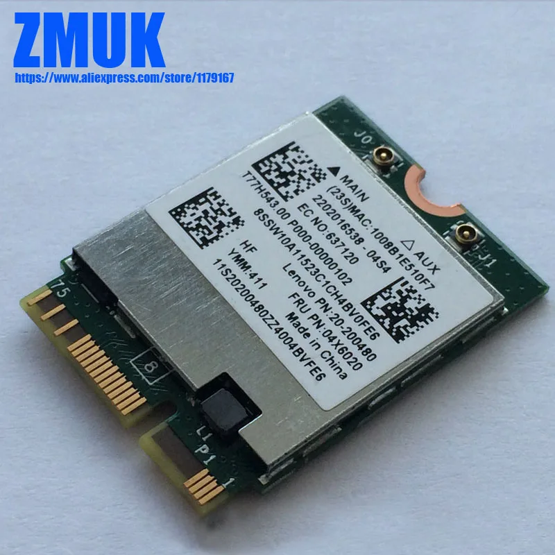 

BCM94352 2x2AC+BT4.0 PCIE M.2 WLAN Adapter card For Lenovo Yoga 3 1370 Y50-70 Series,FRU 20200480 04X6020