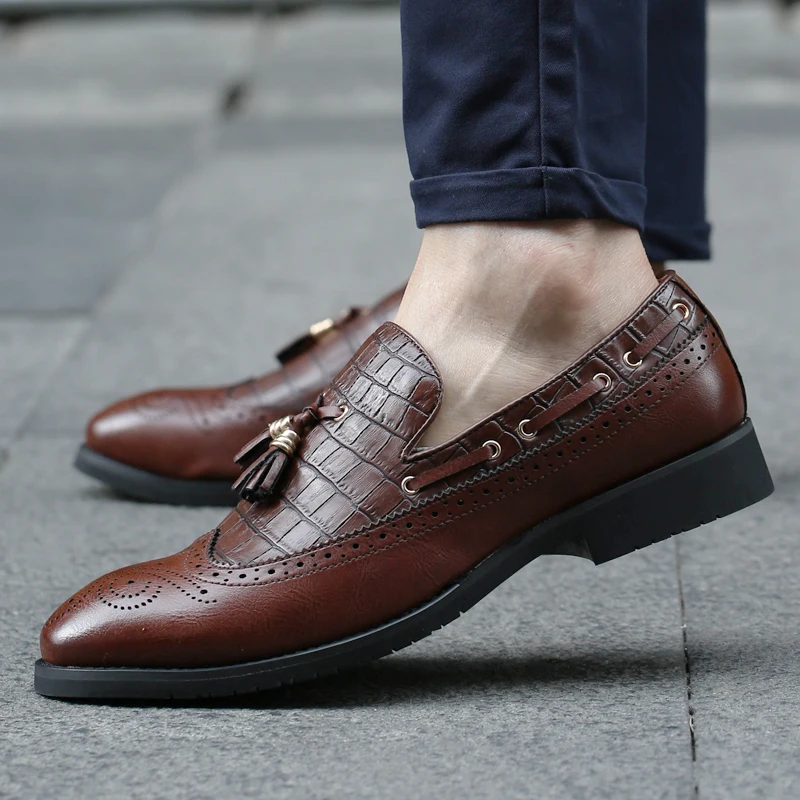 En Gland D'affaires De Black Male K3 Robe Cuir Plat Confort Chaussures Hommes Marque Mariage Rétro Luxe brown red Casual Parti Mocassins fpgwgYxtq