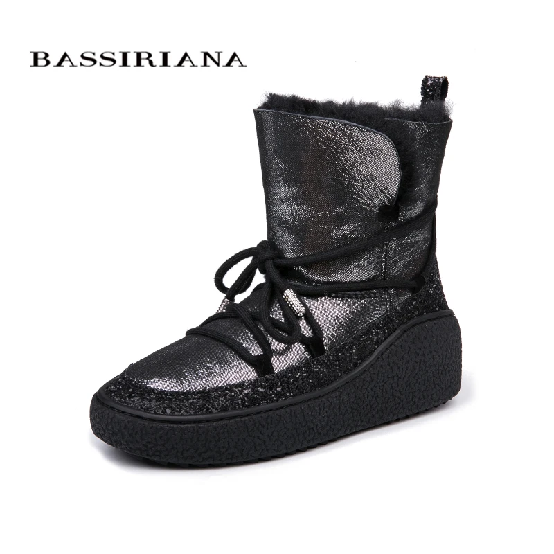 BASSIRIANA/зима Ботинки женские дубленки snowboots черный серый 35 40 Бесплатная