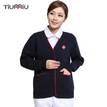 Униформа медсестры женский свитер куртка кардиган с v-образным вырезом осень зима теплое пальто толстая одежда медсестры медицинская униформа