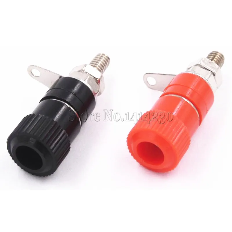 

100PCS Terminal Blocks JS-910B JS-919 4mm Amplifier Terminal Connector Binding Post Banana Plug Jack Mount 50pcs Black+50pcs red