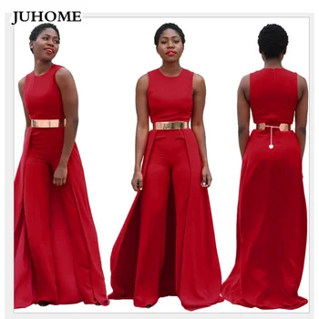 

High Quality Women Fashion 2020 Rompers Jumpsuit One Piece Long Wide Leg Pants Casual Party Red Overalls Dungarees Macacao