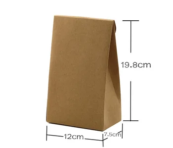 

L12x7.5x19.8cm bowknot Kraft paper bag stand paper gift boxes/food paper bags/Cookies Walnut dry fruit stand box 100piece\lot