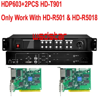 

HDP603+2PCS HD T901 LED screen video processor HDMI/DVI/VGA/CVBS 1920*1200 Support one key black/blue screen HDP501 Hot Sales