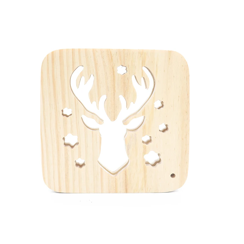 Теплый светильник, деревянный ночной Светильник, детский Sika Deer, украшение для спальни, USB светодиодный энергосберегающий прикроватный светильник, рождественские подарки