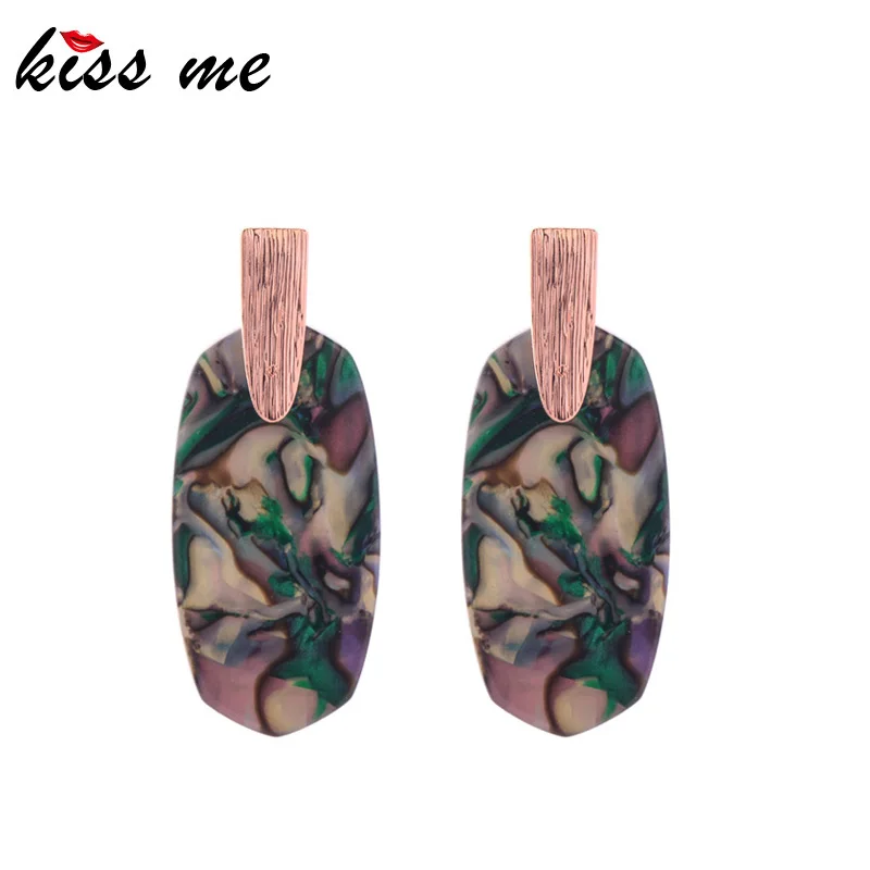 

kissme Unique Four-color Texture Acrylic Sheet Drop Earrings For Women Gifts Rose Gold Color Alloy Earrings Fashion Accessories