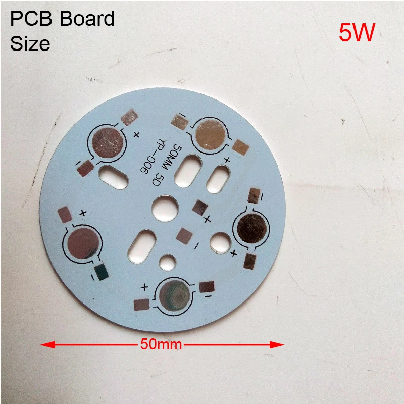 Алюминиевый светильник 1 Вт, 3 Вт, 4 Вт, 5 Вт, 7 Вт, 9 Вт, 12 Вт, панель «сделай сам» для вспышки, светильник-подложка, bulib светильник, пластина, светодиодный PCB плата, теплоотвод - Мощность в ваттах: 5W 50mm