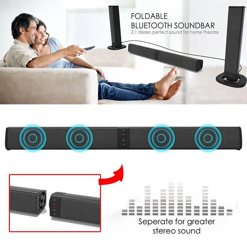 Съемный беспроводной FM Bluetooth 4,2 Саундбар динамик домашний кинотеатр Soundbar, сабвуфер