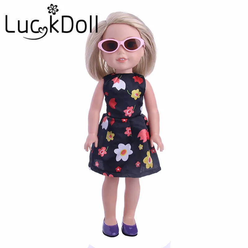 LUCKDOLL печатные рамки солнцезащитные очки подходят 18 дюймов американский и 43 см детская кукла одежда аксессуары, игрушки для девочек, поколение, подарок на день рождения