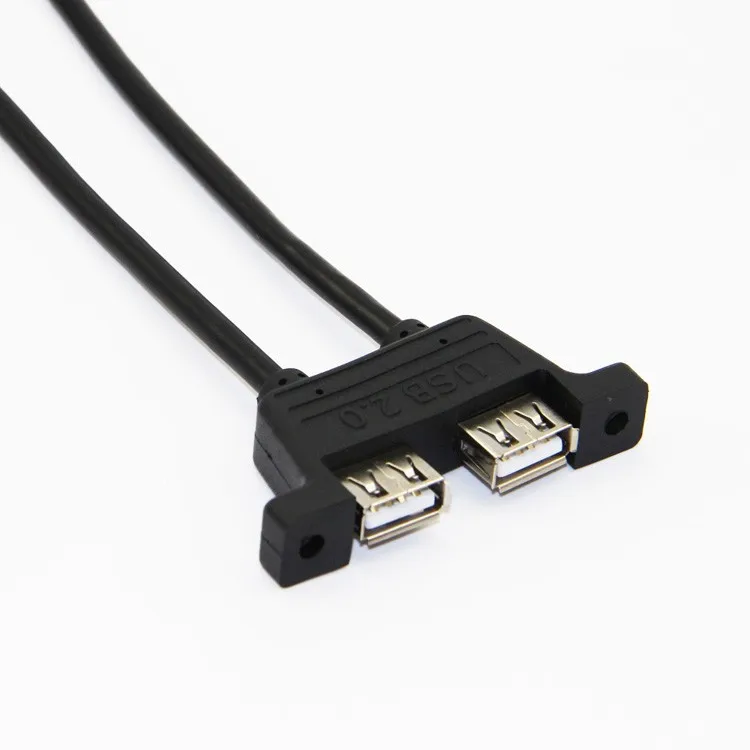 Bochara двойной USB 2,0 папа-двойной USB 2,0 Женский USB 2,0 кабель-удлинитель с винтовым креплением на панель папа-мама 30 см 50 см