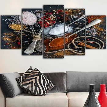 

Wall Art Posters Canvas Print Painting 5 Panel Kitchen Spice Modular Picture Restaurant Home Decoration Frame Modern Living Room
