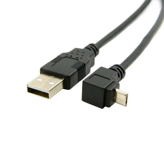 

90 Degree UP & Down angled Micro USB2.0 to USB2.0 A male data & charge cable for mobile phone 1m black color