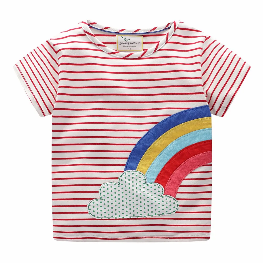 

Summer Girls Clothes Kids Stripes Girls T shirt Rainbow Summer Children Clothes Baby Toddler Girls Cotoon Top Tees