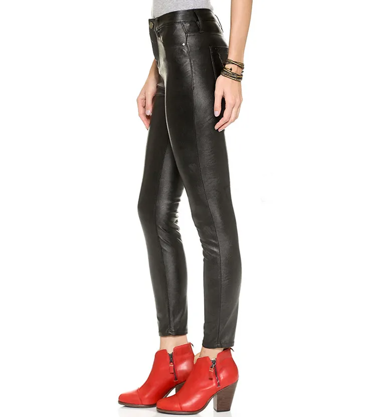 Sexy Slim Fit Pu Leather Winter Spring Women Long Pants Trousers 2017 02