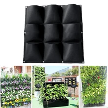 1PC 9 Pockets Vertical Planting Bags Hanging Planter Pot Vertical Garden Plant Growing Container Bag Flower Balcony Wall Seeding