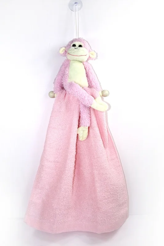 30*70 см розовое полотенце Рождество год женский день хлопок быстросохнущее Мягкое повседневное использование полотенце для лица с обезьянкой - Цвет: Розовый