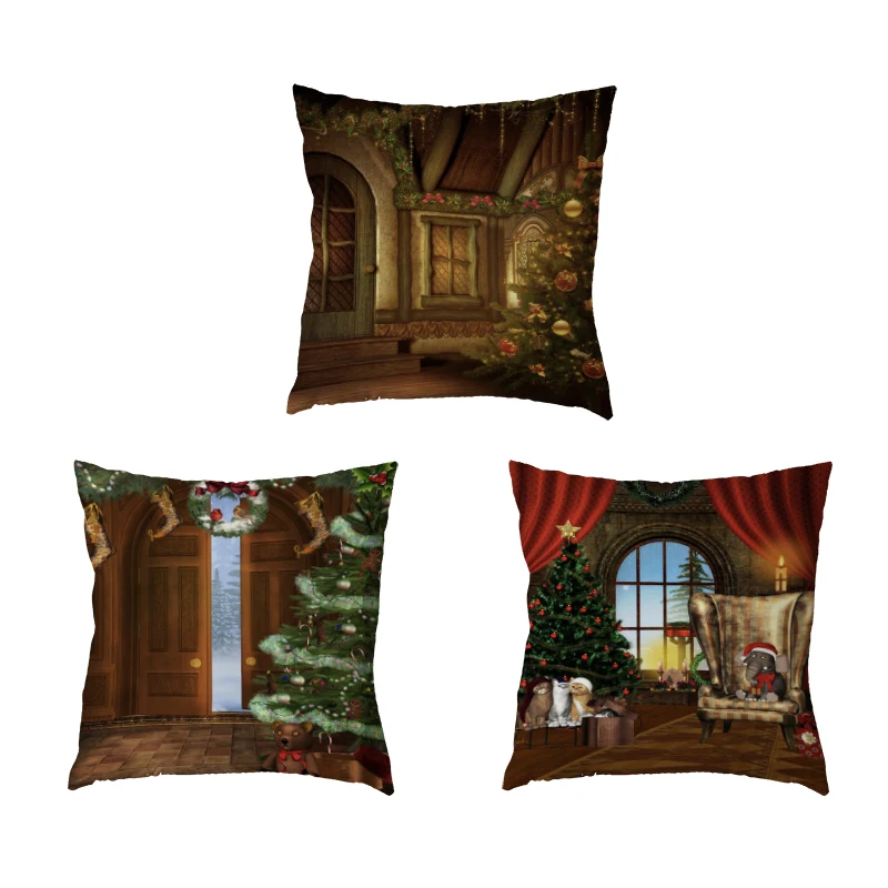 Celebrate Christmas Cushion Cover Christmas Tree Elephant Hat