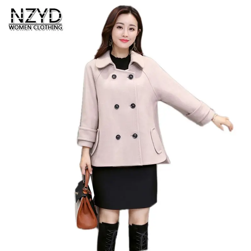 Manches Paste rice caramel Manteau Nzyd700 Nouveau Femmes Laine bean Neuf Mélanges De Survêtement Style Colour blue Mode Occasionnel point 2018 Automne Hiver Lâche Camel 0XOwN8nPk