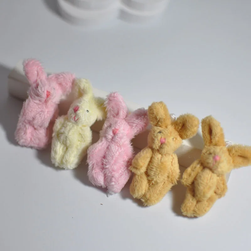 Очень милый маленький Соединенные Кролик Кролики плюшевые игрушки Малый DIY Длинные Плюшевые Совместное кролики куклы 6 см 50 шт