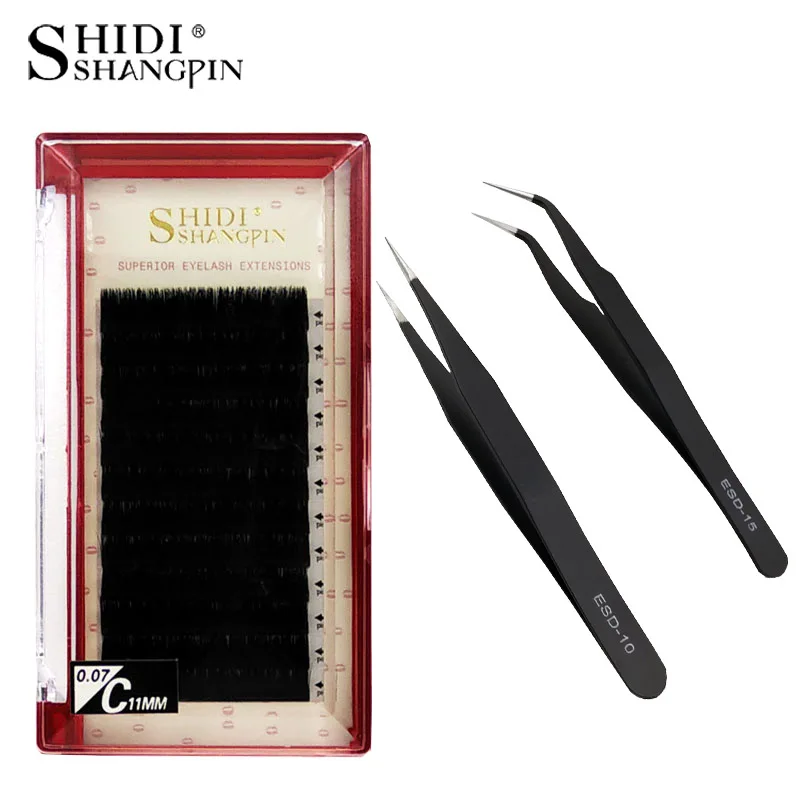 

SHIDISHANGPIN 12Rows/case Mink Individual Eyelash Extension Tweezers For Building Lashes Kits Professional Eyelash Extension