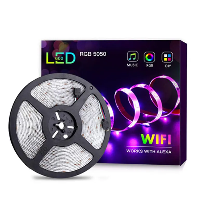 Tiras de Led Suporte de Controle de Voz Controle de Aplicativo de Telefone Telefone para Decoração de Casa Luz de Tira 10 m 300 Leds Rgb Wifi 3g 4g 5g Inteligente para Decoração de Casa